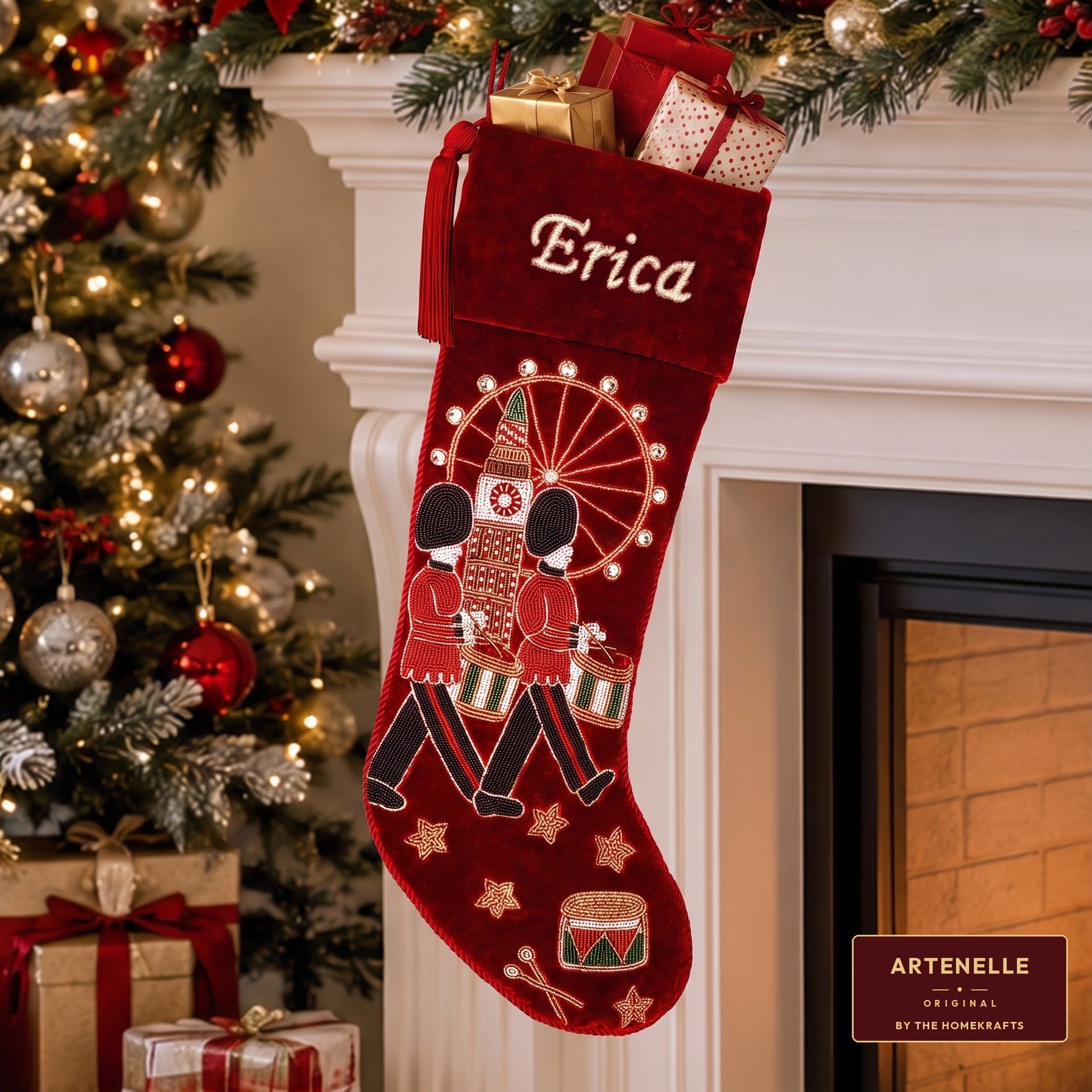 Personalised Royal Guard Beaded Christmas Stocking