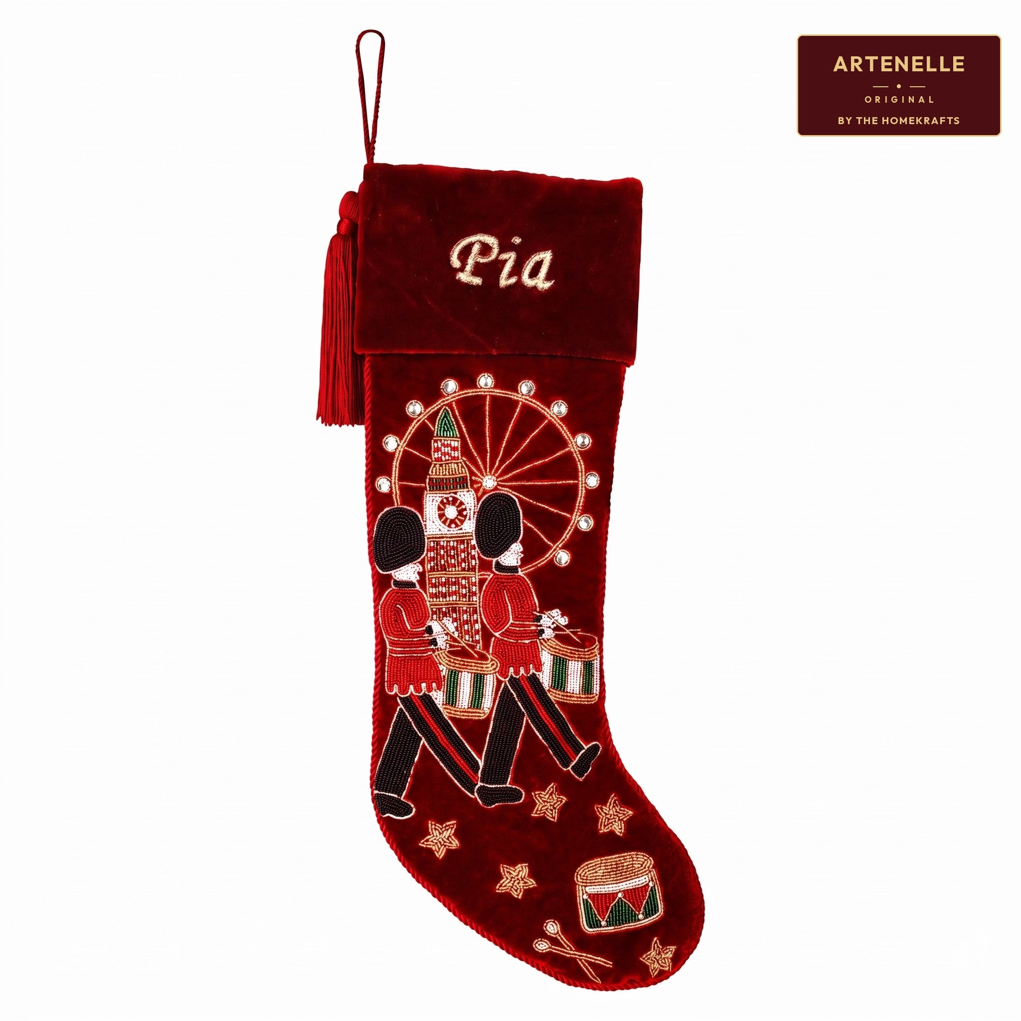Personalised Royal Guard Beaded Christmas Stocking