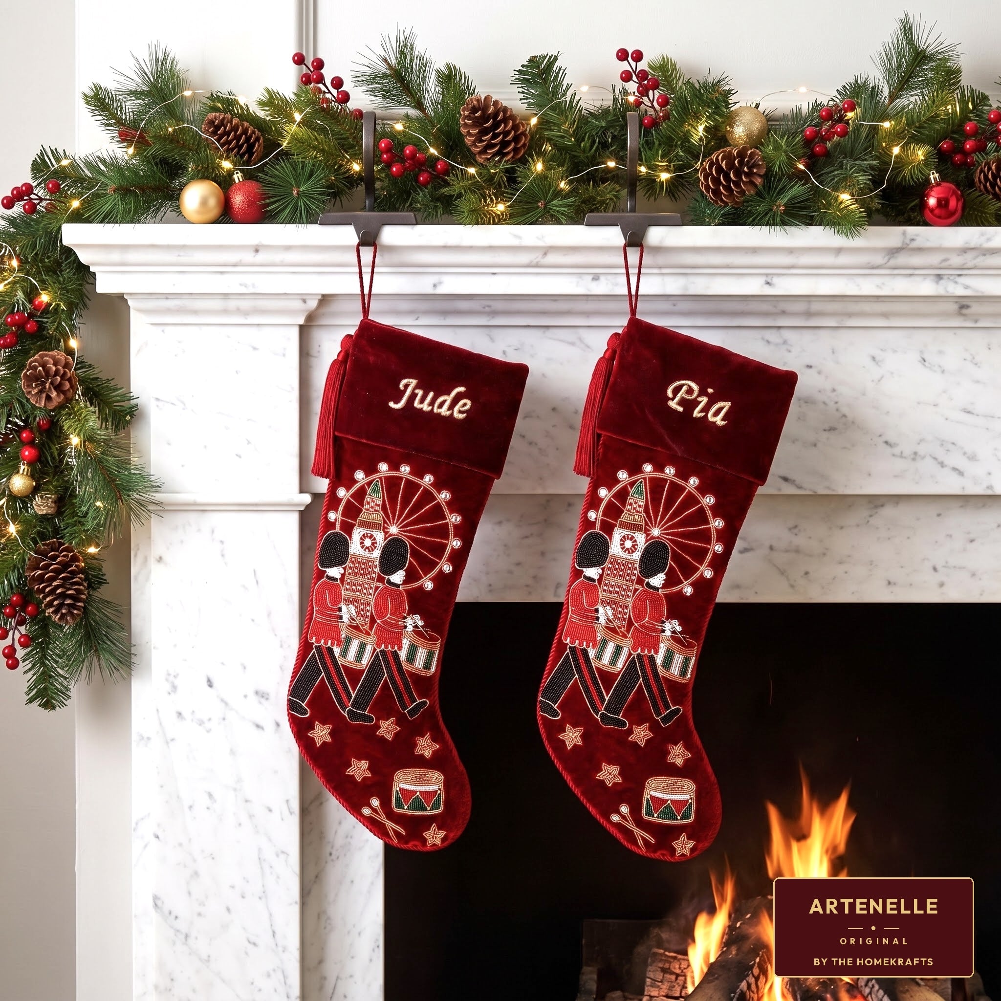 Personalised Royal Guard Beaded Christmas Stocking