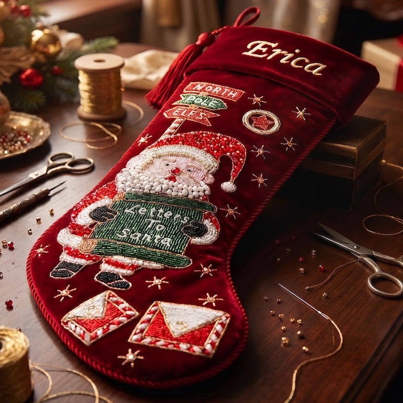 Personalized Letters To Santa Red Velvet Christmas Stocking