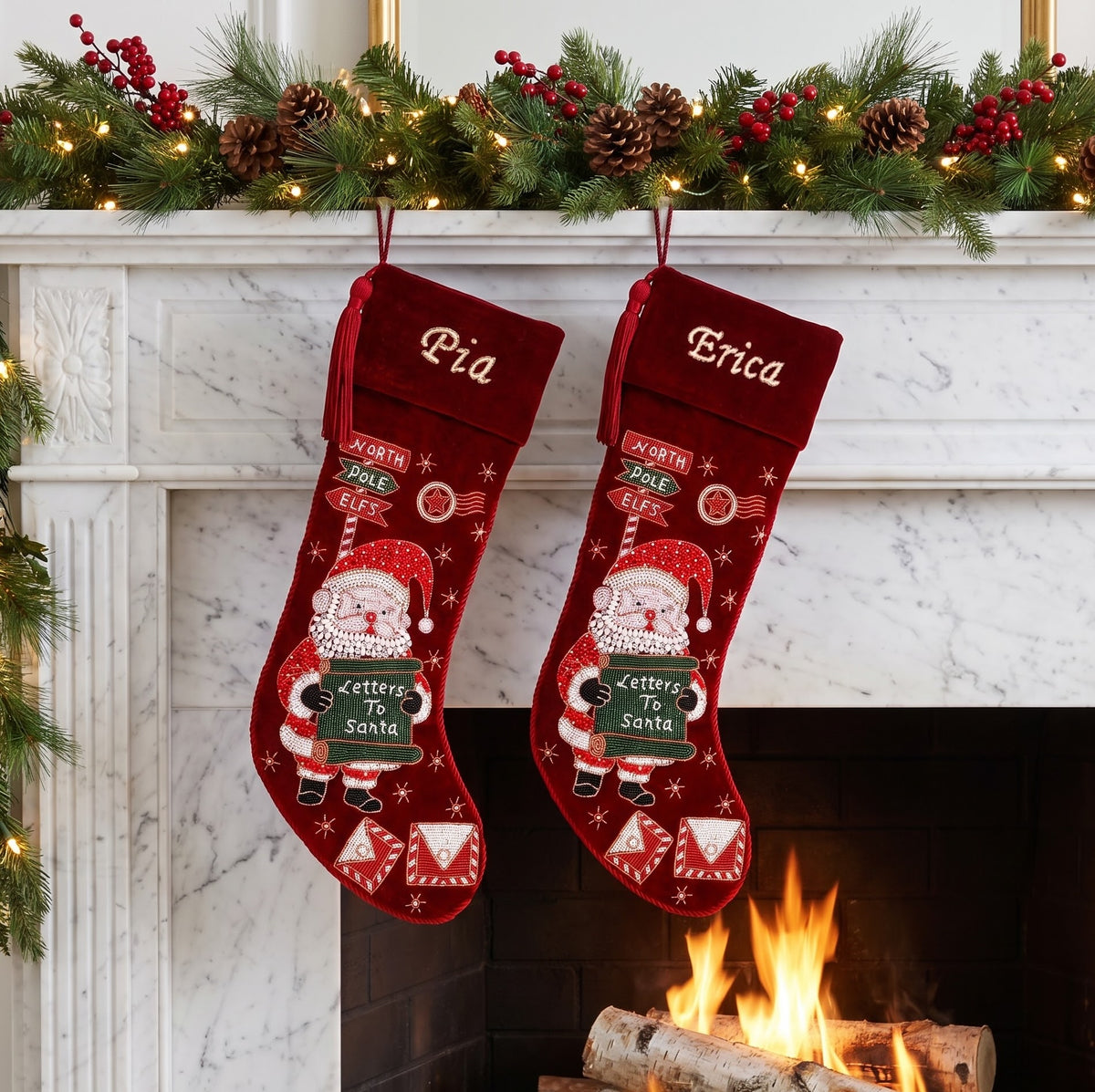 Personalized Letters To Santa Red Velvet Christmas Stocking