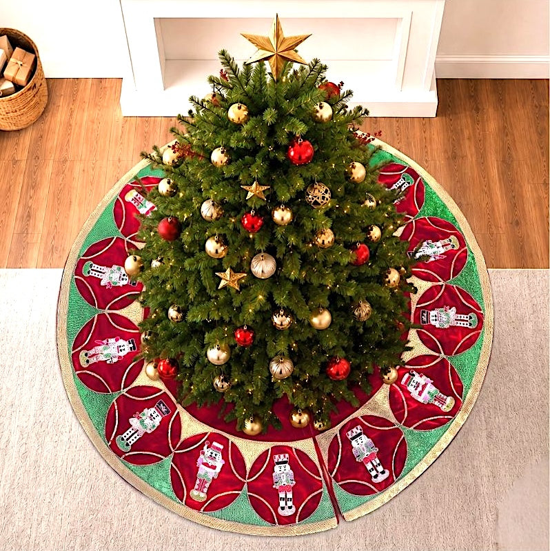 Nutcracker Red Velvet Christmas Tree Skirt
