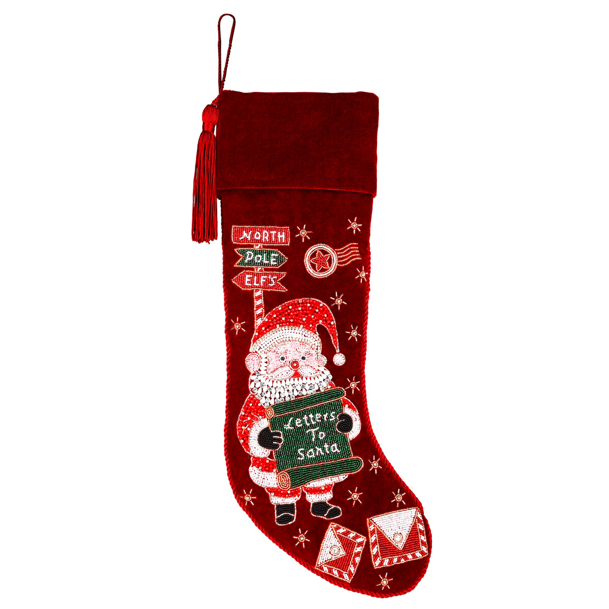 Personalized Letters To Santa Red Velvet Christmas Stocking