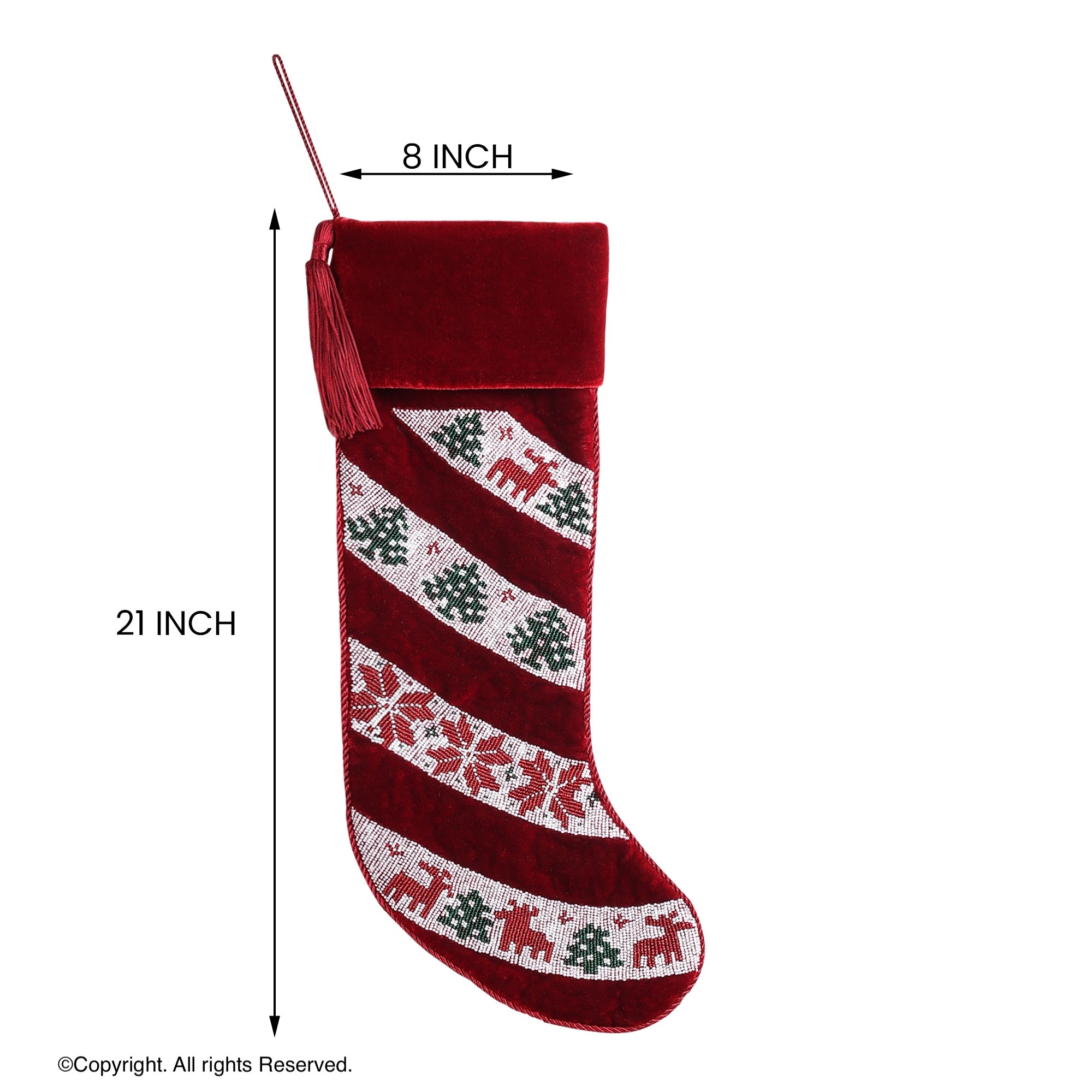 PERSONALISED NORDIC RED VELVET CHRISTMAS STOCKING