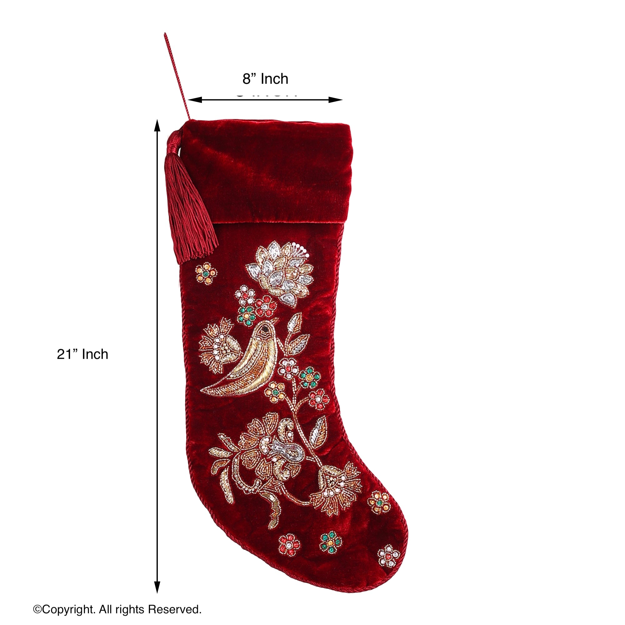 PERSONALISED PARTRIDGE NOEL SONGBIRD RED VELVET CHRISTMAS STOCKING