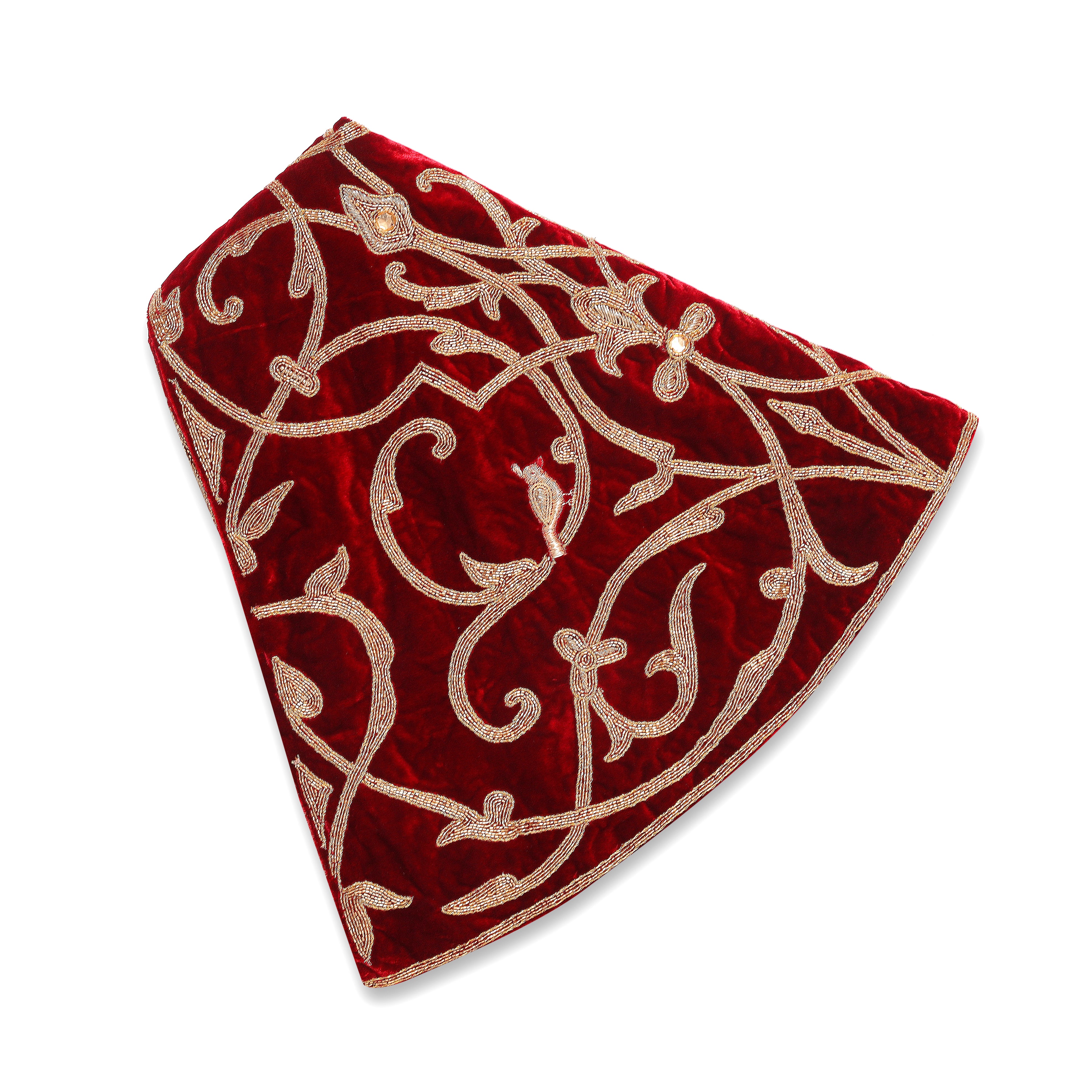 Partridge Bird - Red Velvet Christmas Tree Skirt