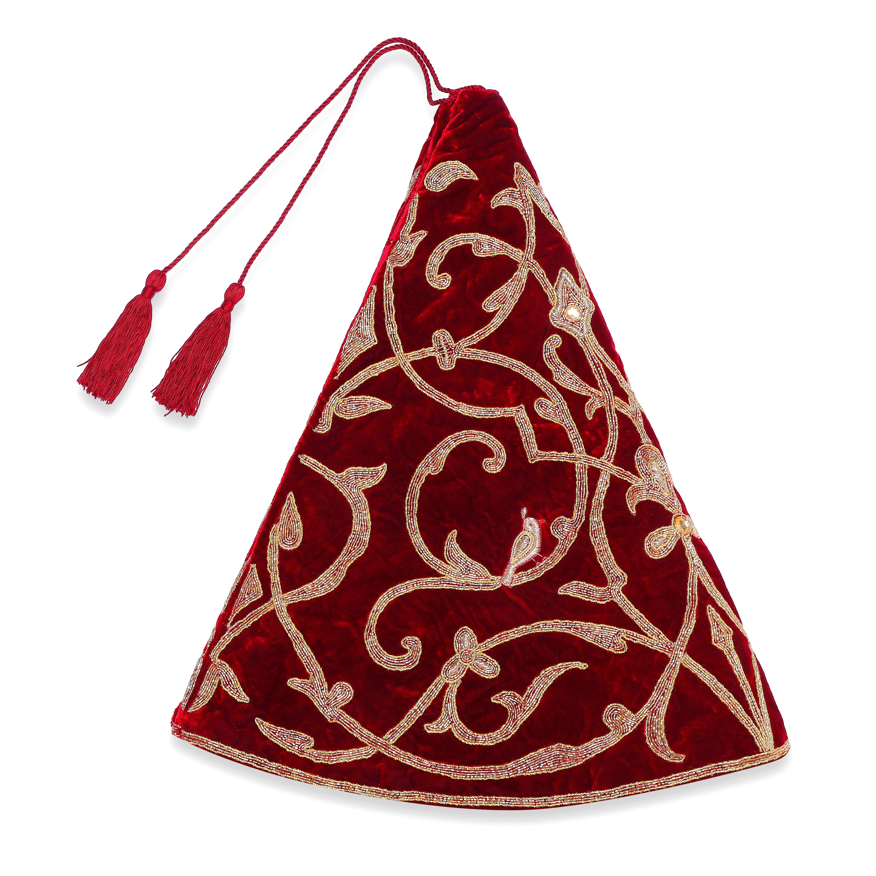 Partridge Bird - Red Velvet Christmas Tree Skirt