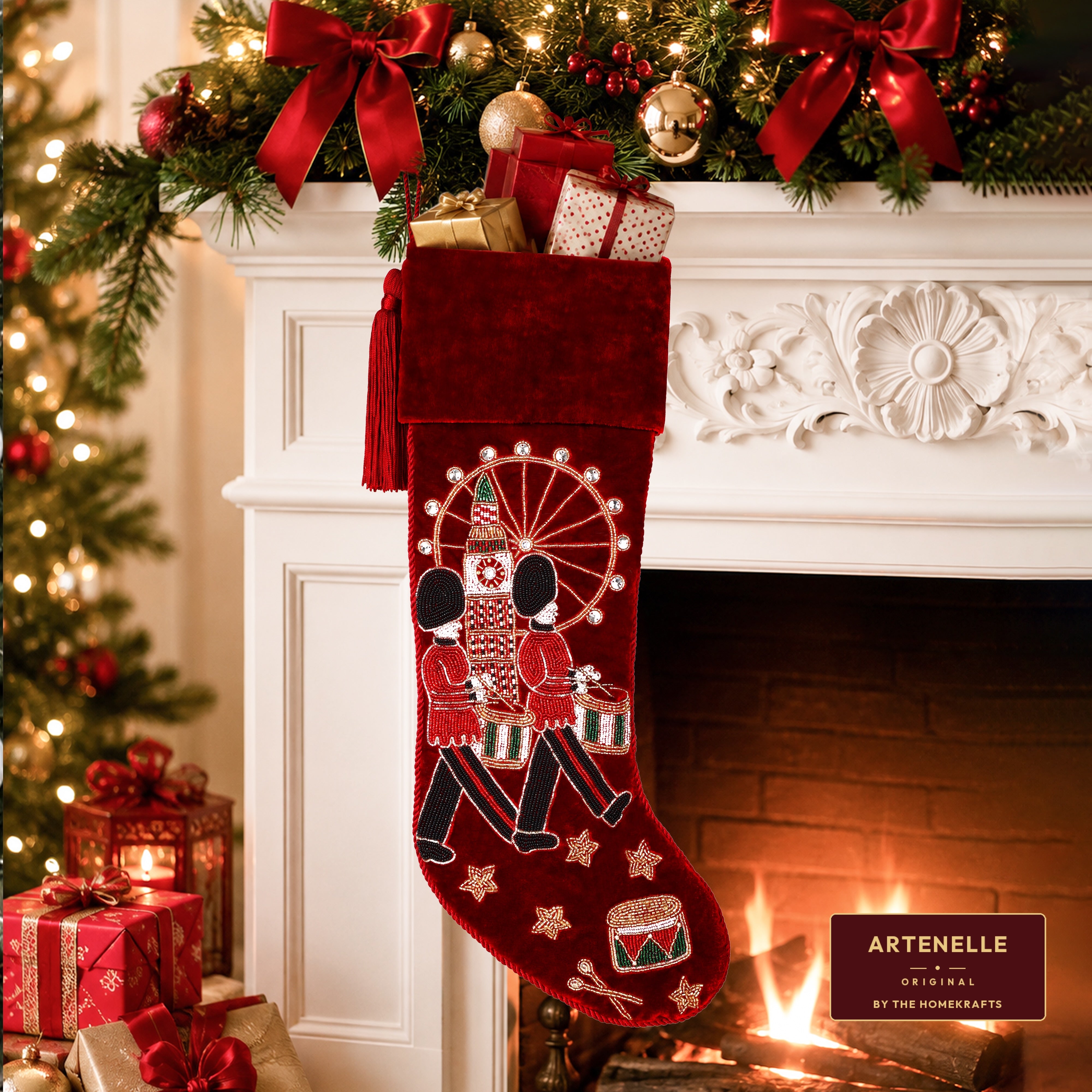 Personalised Royal Guard Beaded Christmas Stocking