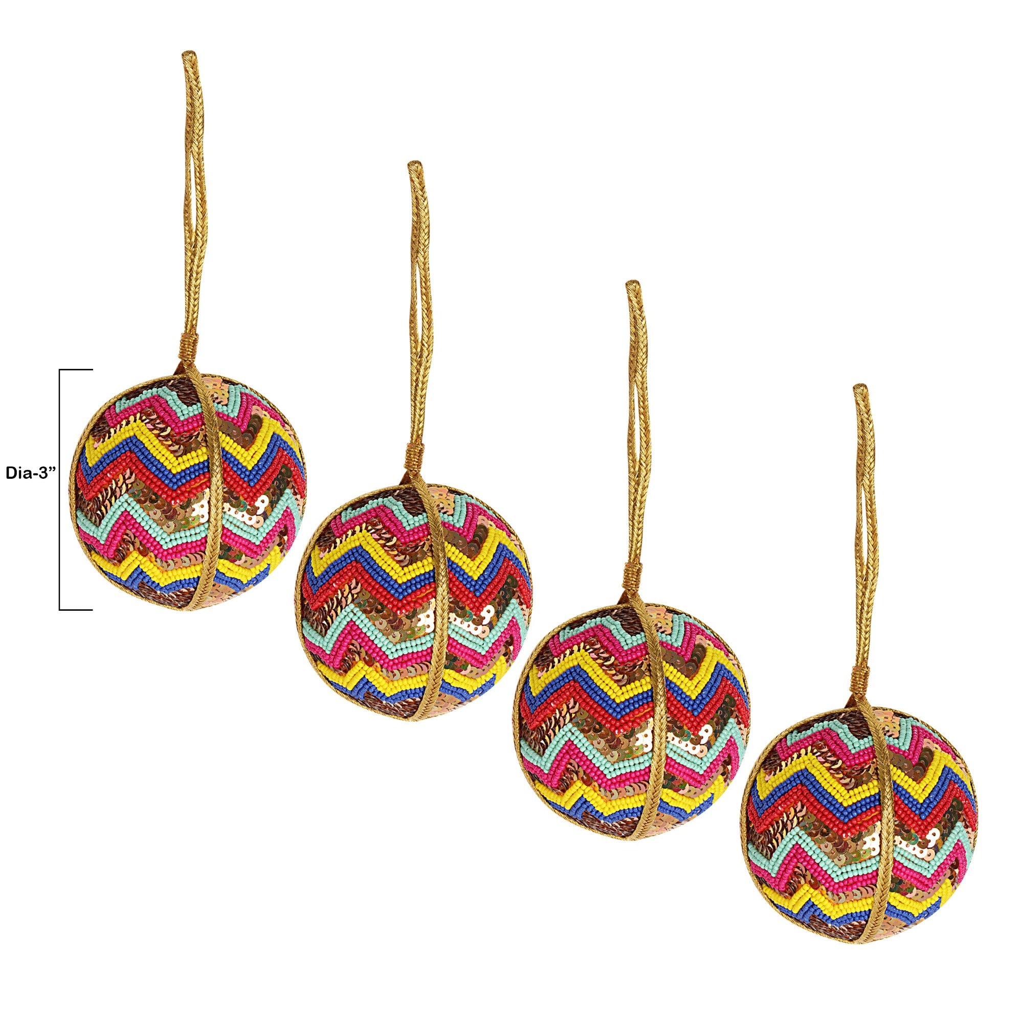 Sparkling Christmas balls ornaments set of 4 pieces - Multicolor christmas balls tree ornaments for holiday decor (1SET=4PCS)