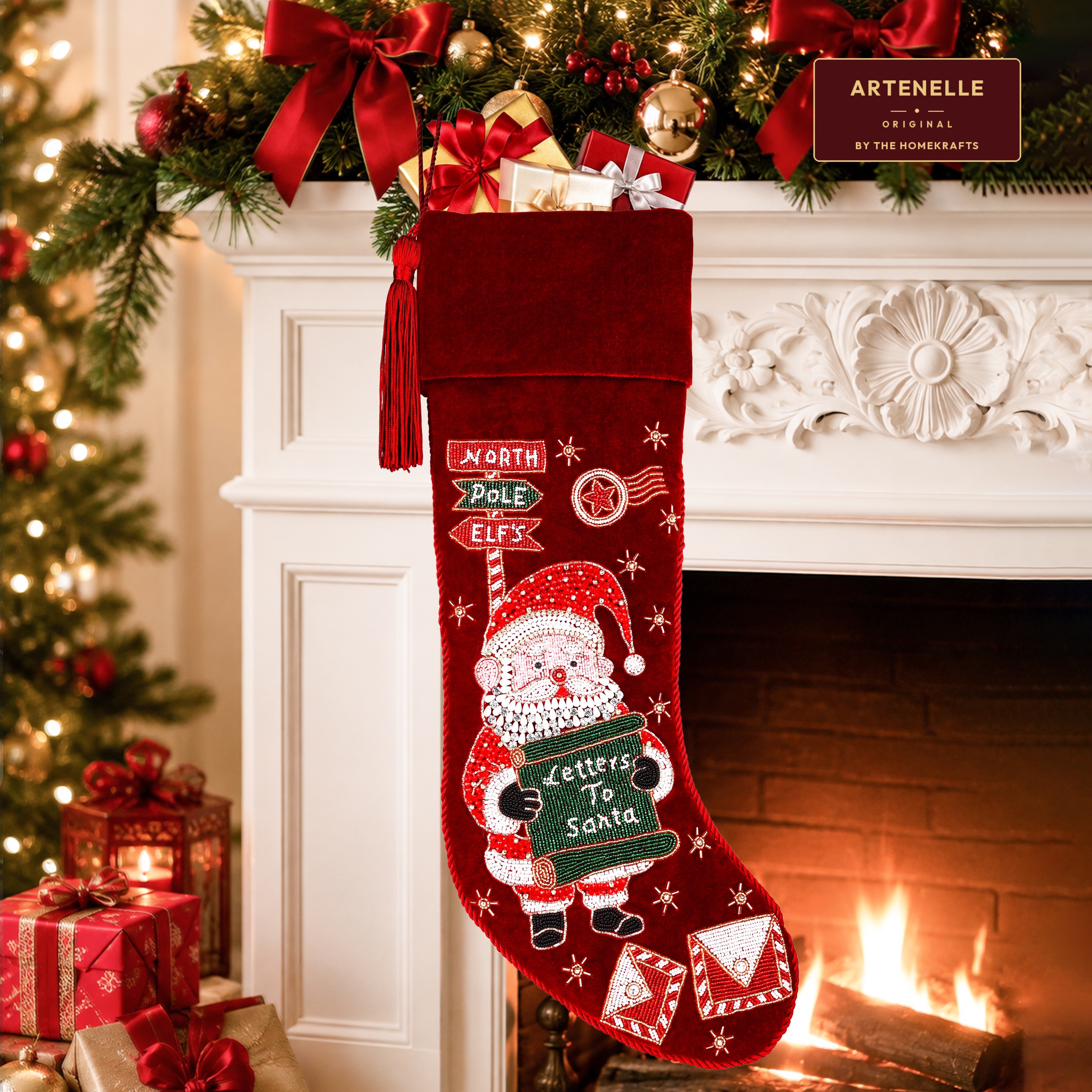 Personalized Letters To Santa Red Velvet Christmas Stocking