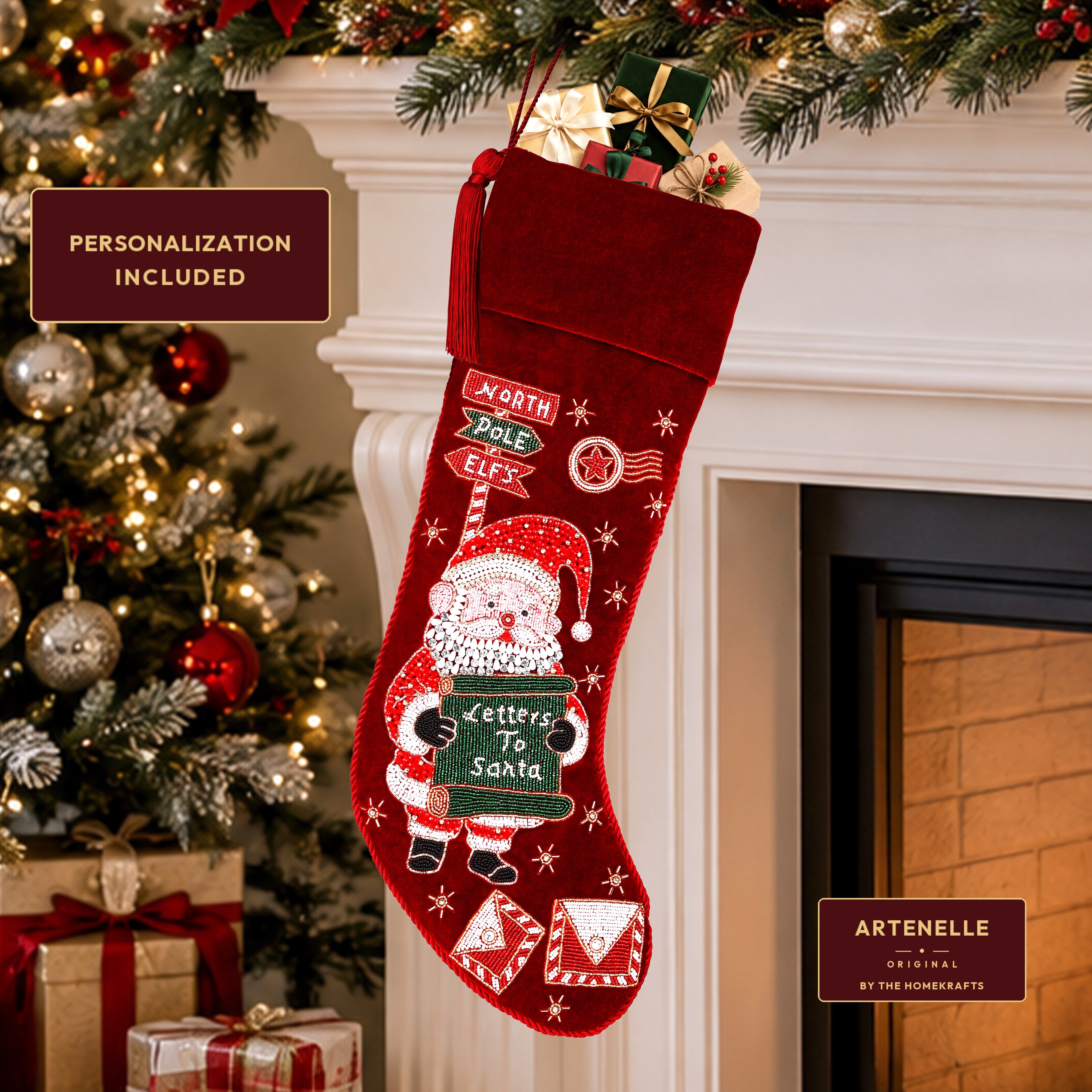 Personalized Letters To Santa Red Velvet Christmas Stocking