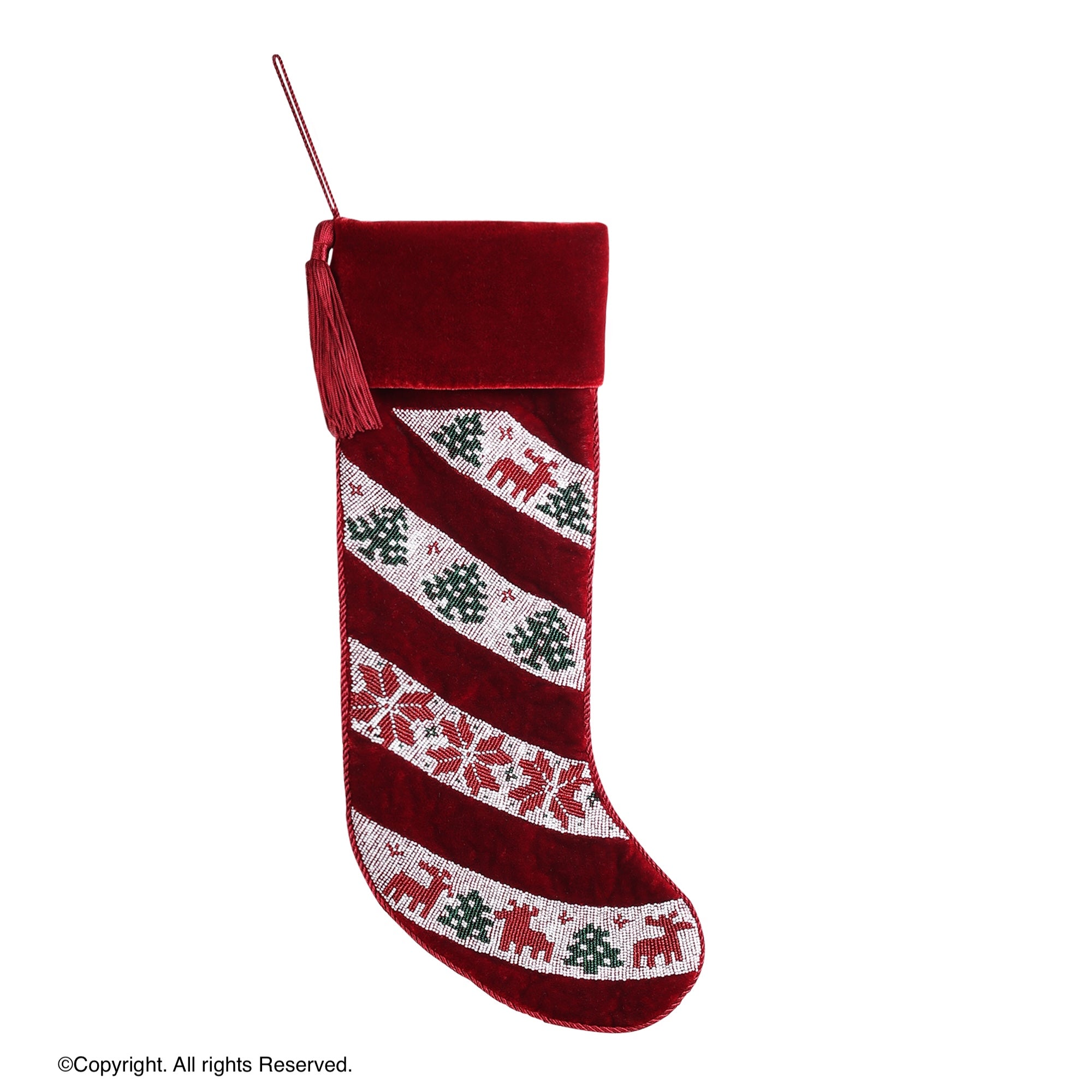 PERSONALISED NORDIC RED VELVET CHRISTMAS STOCKING