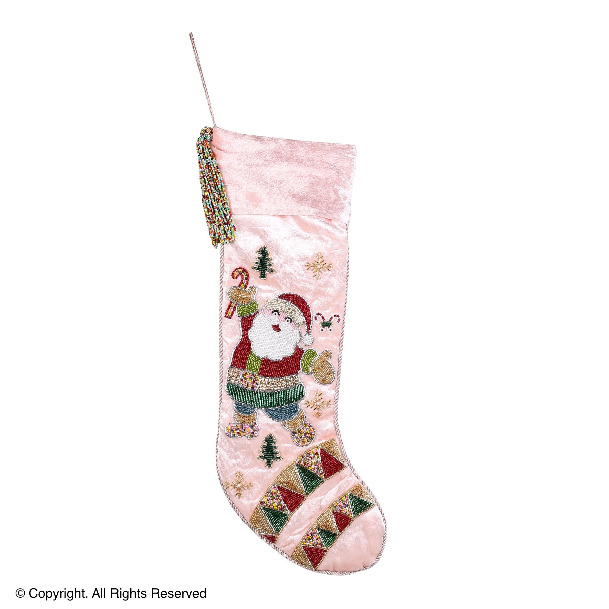 PERSONALISED SANTA DANCE PARTY PINK VELVET CHRISTMAS STOCKING