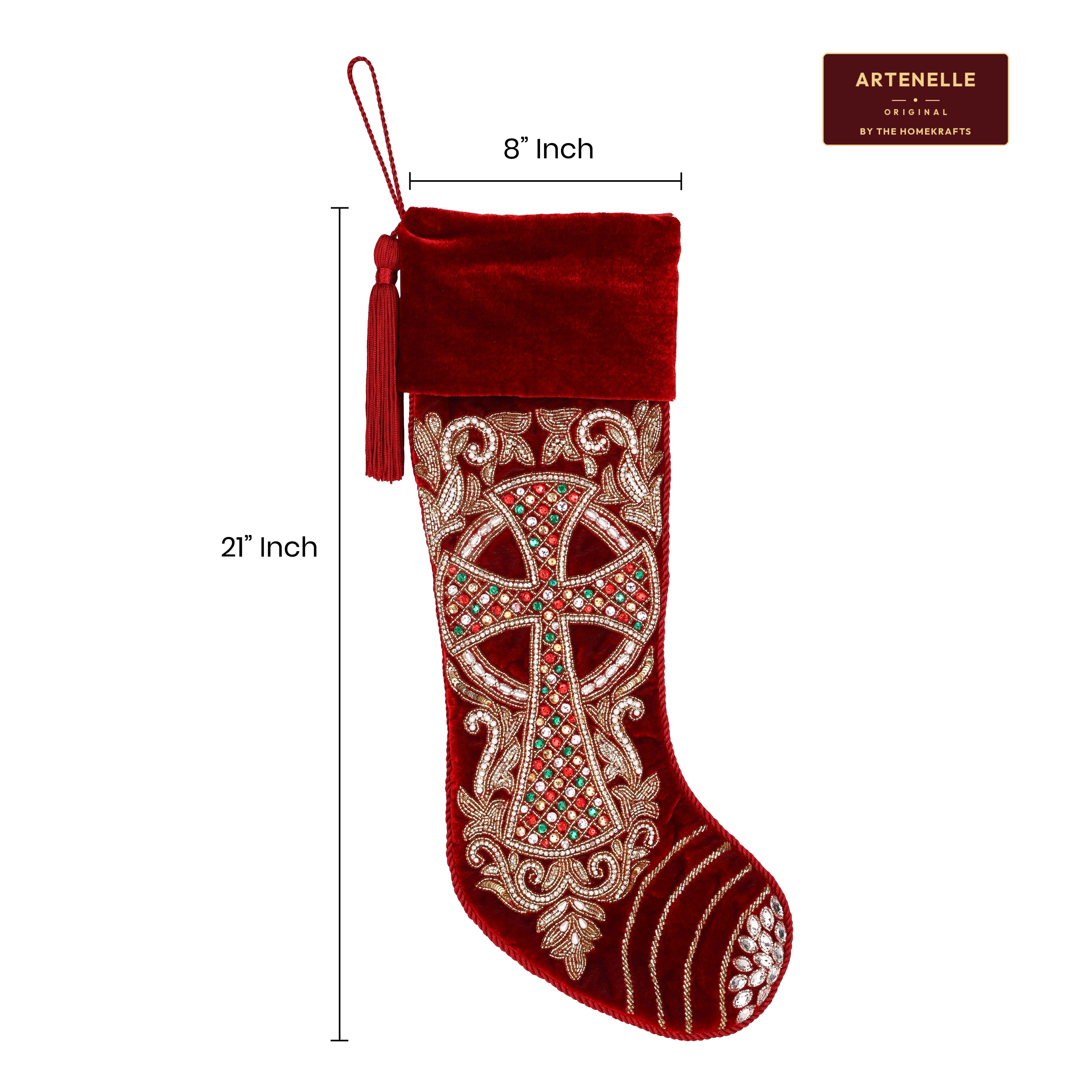 PERSONALISED Grand Cross Beaded Christmas stocking
