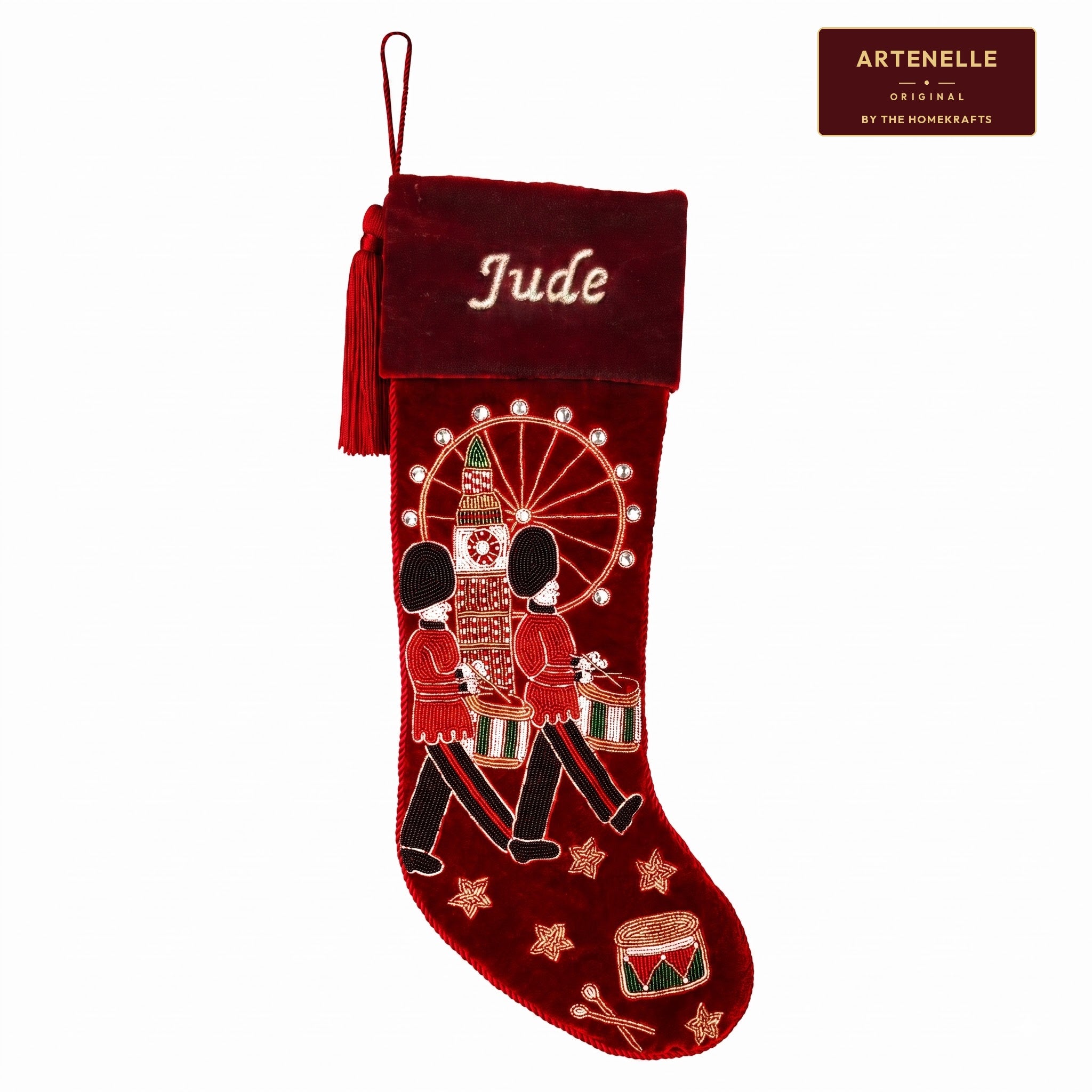 Personalised Royal Guard Beaded Christmas Stocking