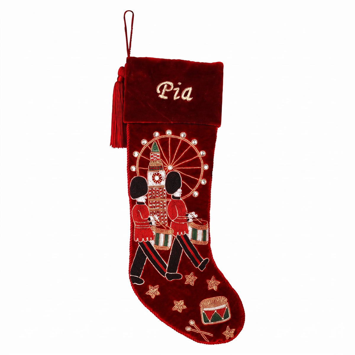 Personalised Royal Guard Beaded Christmas Stocking