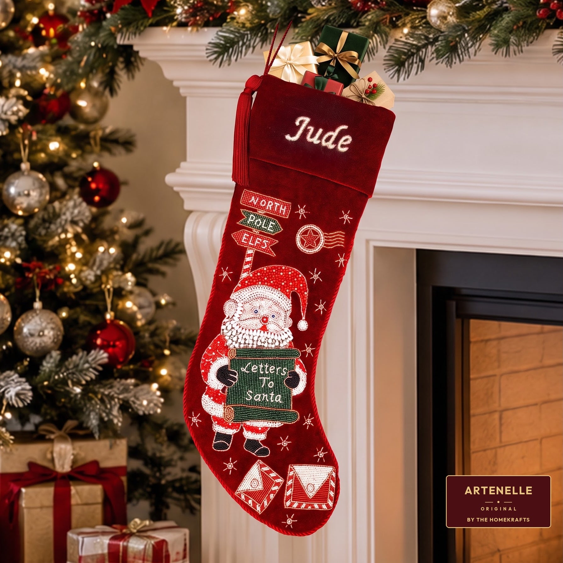 Personalized Letters To Santa Red Velvet Christmas Stocking