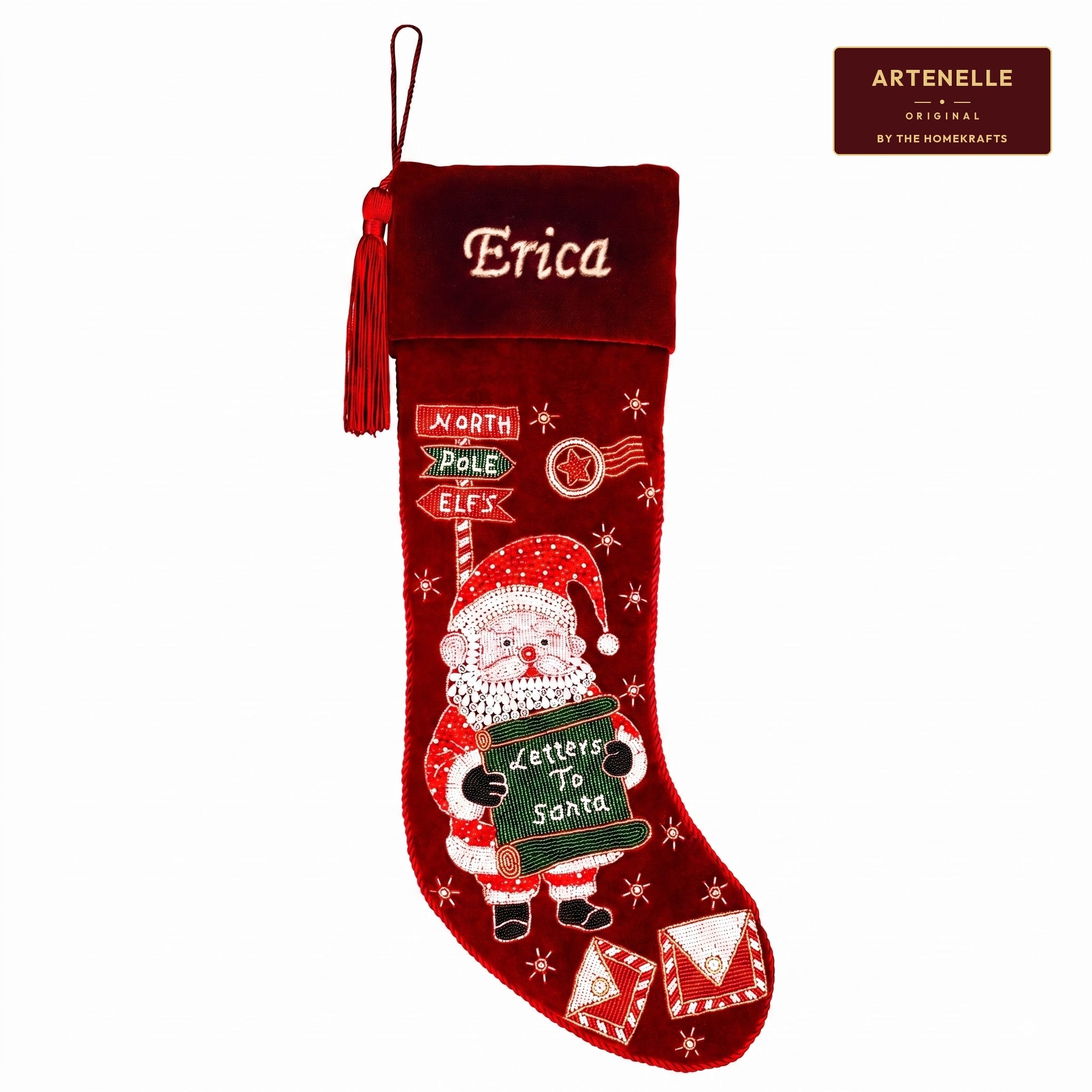 Personalized Letters To Santa Red Velvet Christmas Stocking