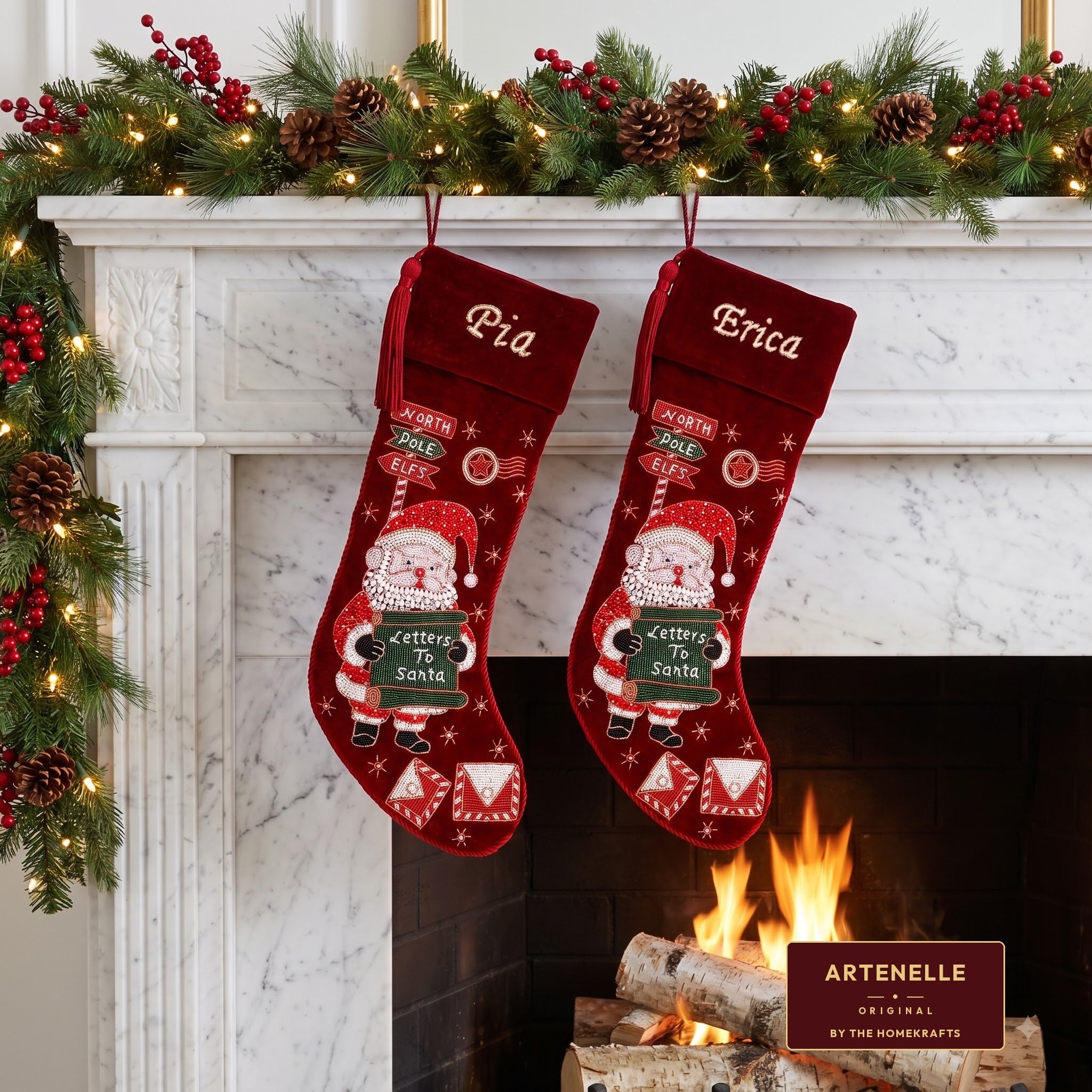 Personalized Letters To Santa Red Velvet Christmas Stocking