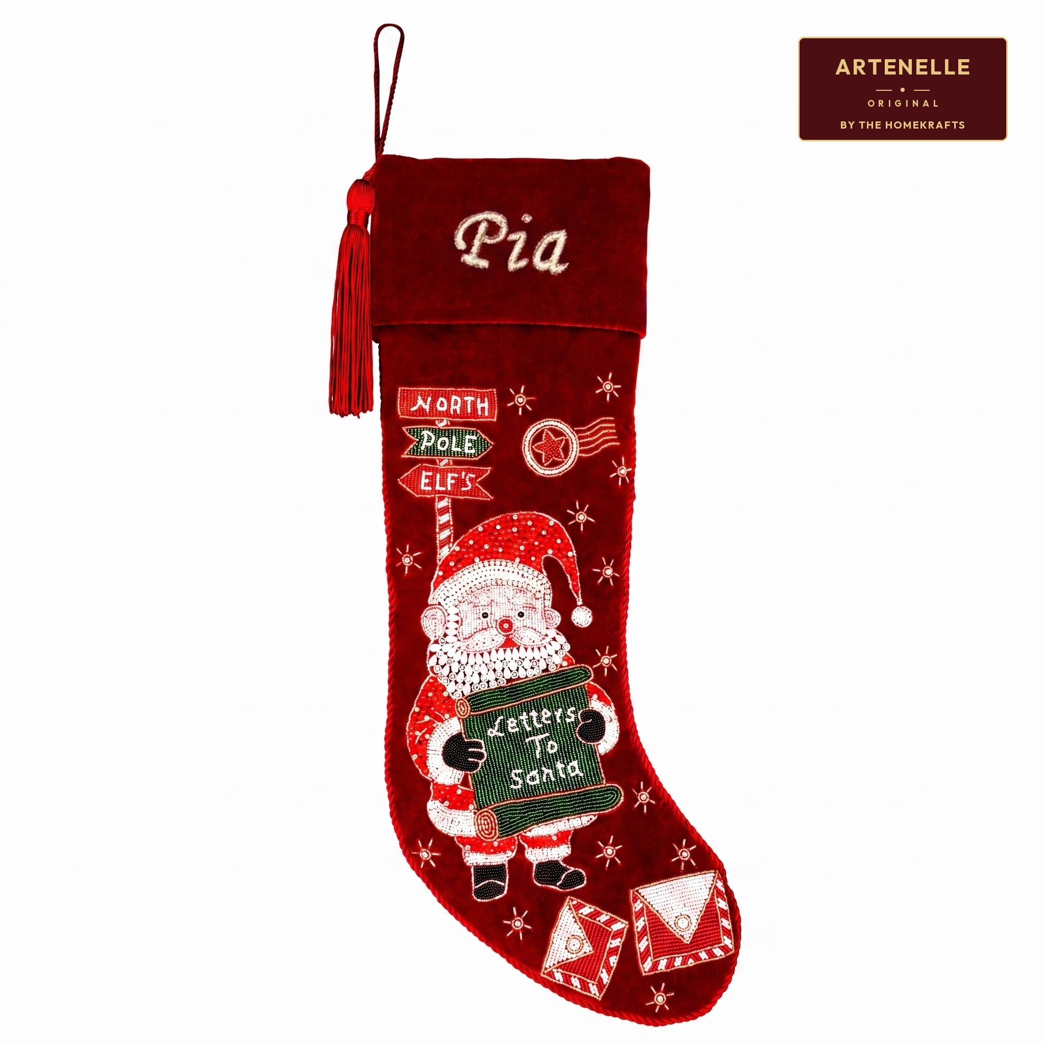 Personalized Letters To Santa Red Velvet Christmas Stocking